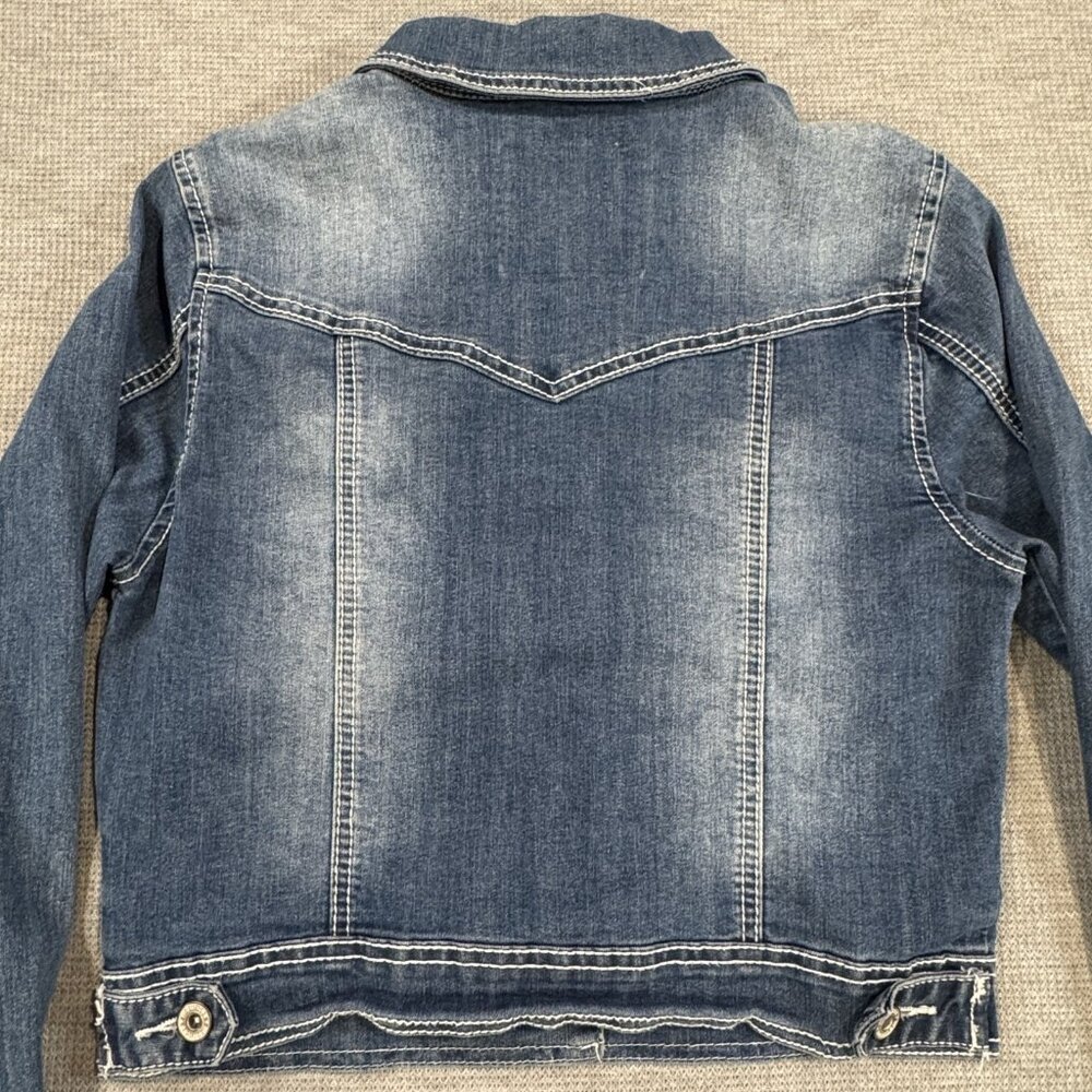 Maurices Womens Blue Denim Jean Jacket Size M Button Front Long Sleeve Pockets - Picture 7 of 14